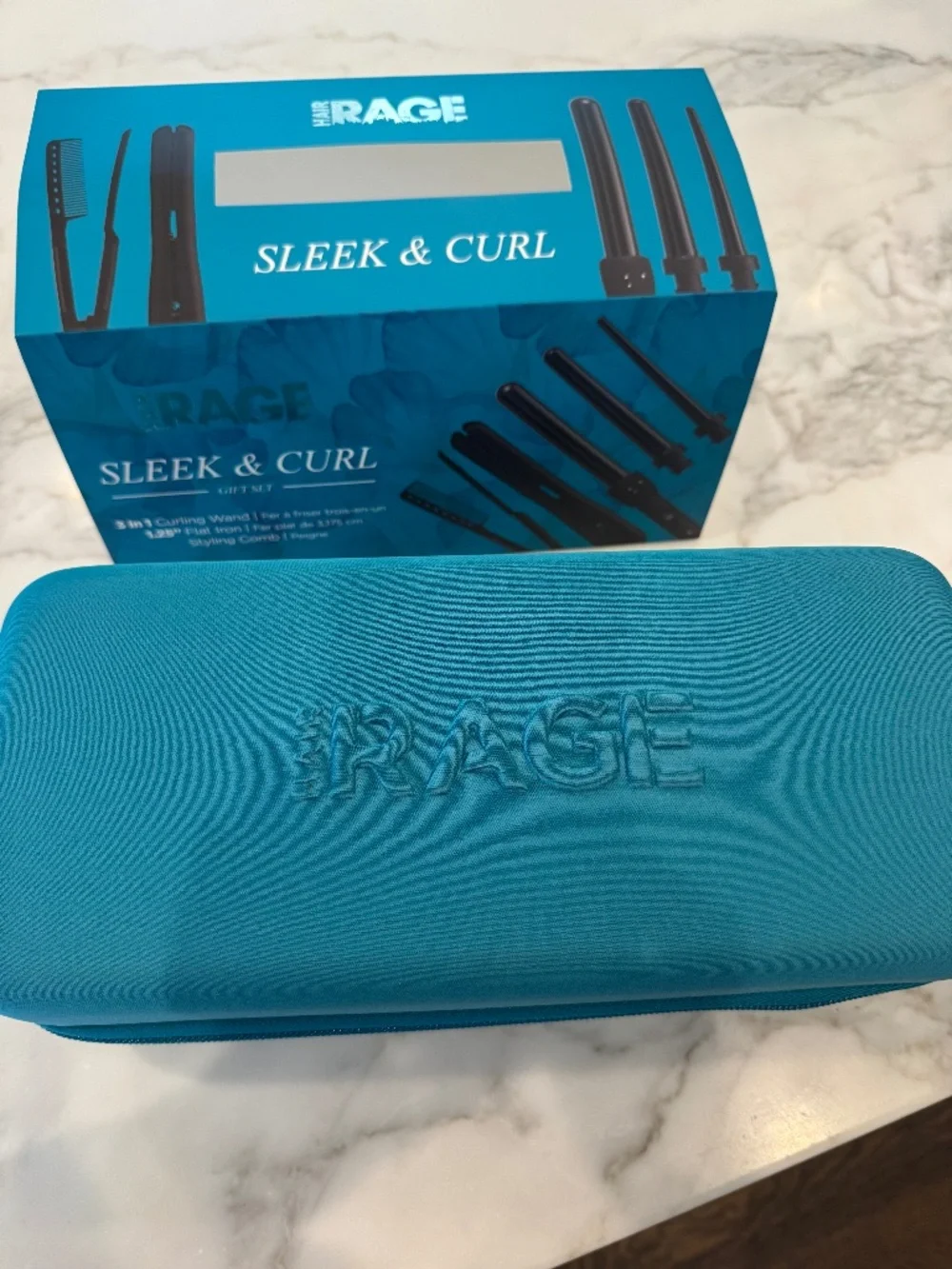 NEW Hair Rage Sleek & Curl Gift Set - 3 in 1 curling iron & 1.25
